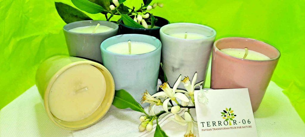 Bougie fleur d'oranger dans une poterie en céramique de Vallauris par Terroir-06