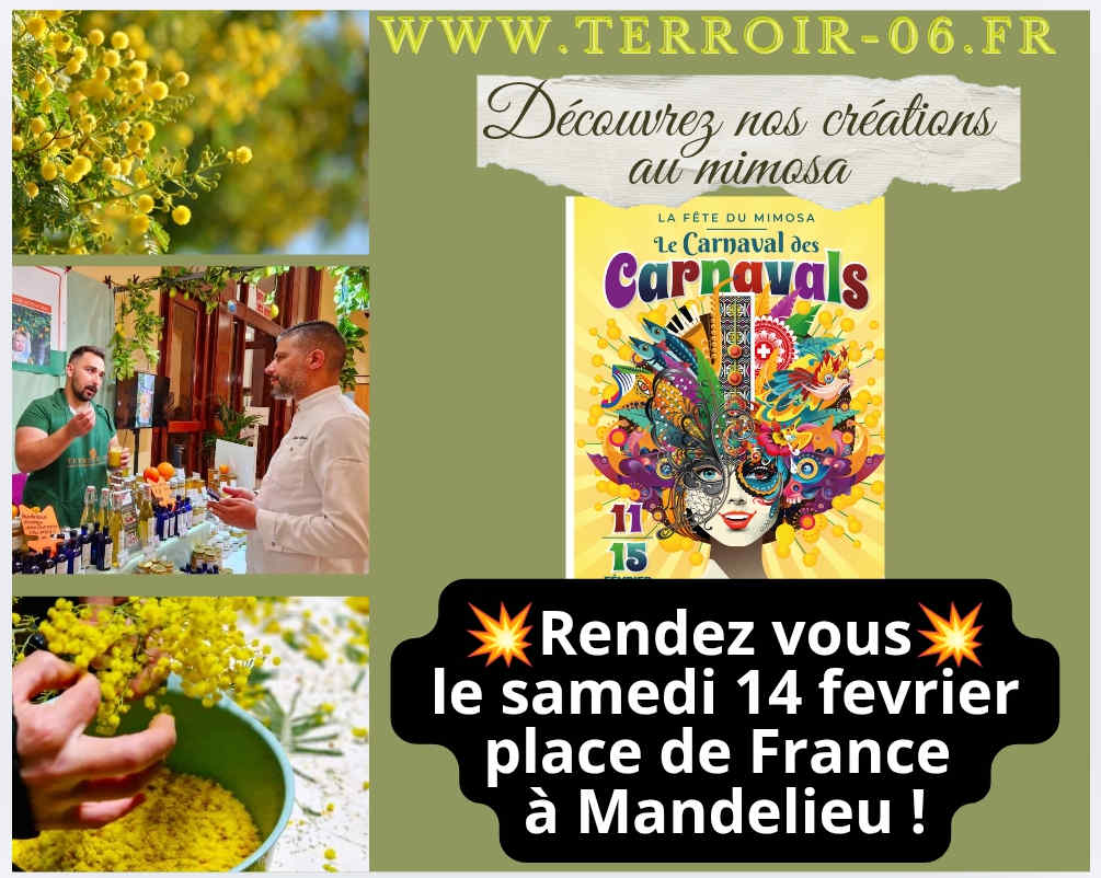 fete du mimosa de mandelieu, corsos et marché de producteurs, confitures et miel de mimosa