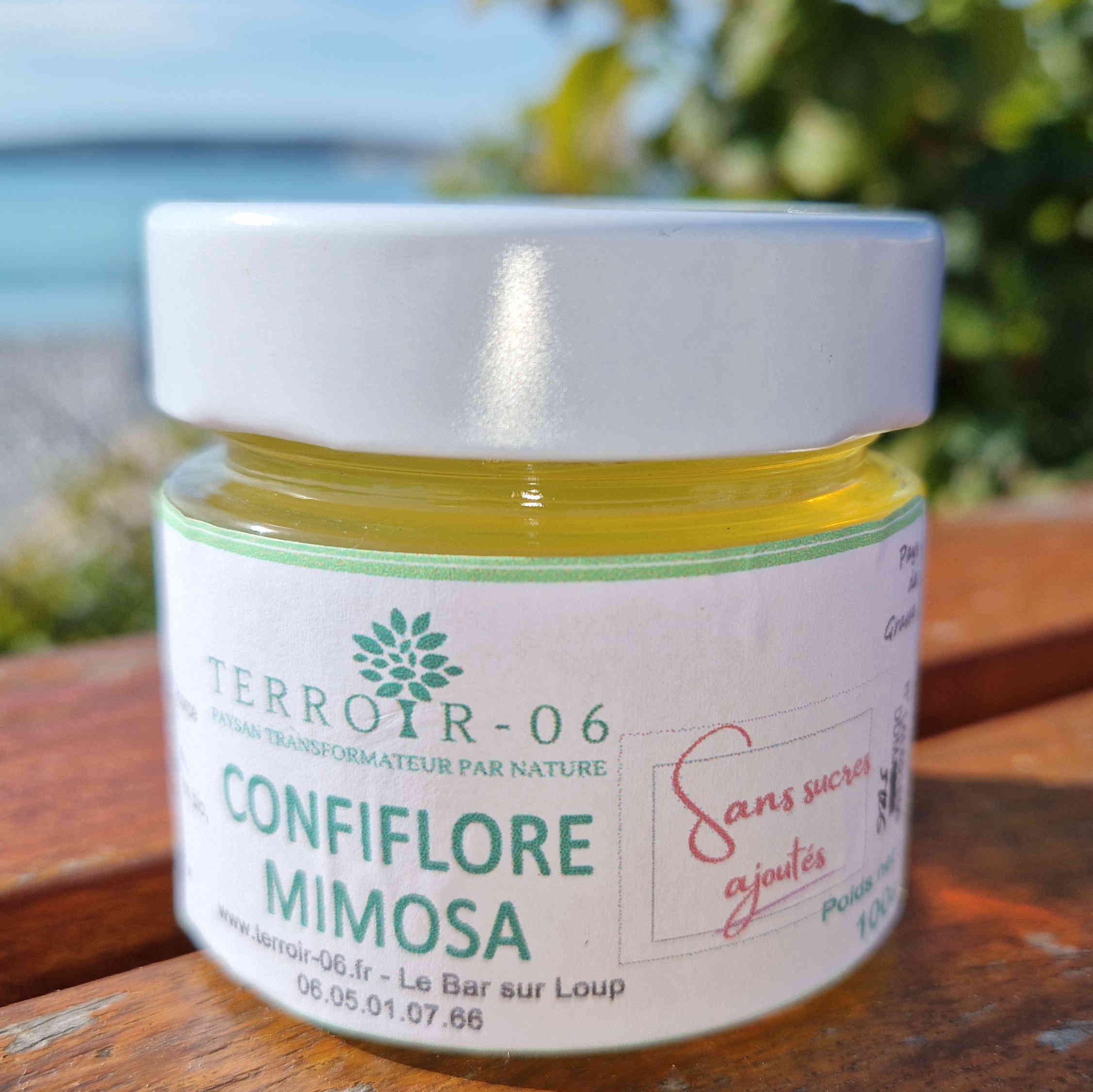 gelee de mimosa sans sucres ajoutés, au xylitol bio, produits localement dans les alpes-maritimes, Pays de Grasse