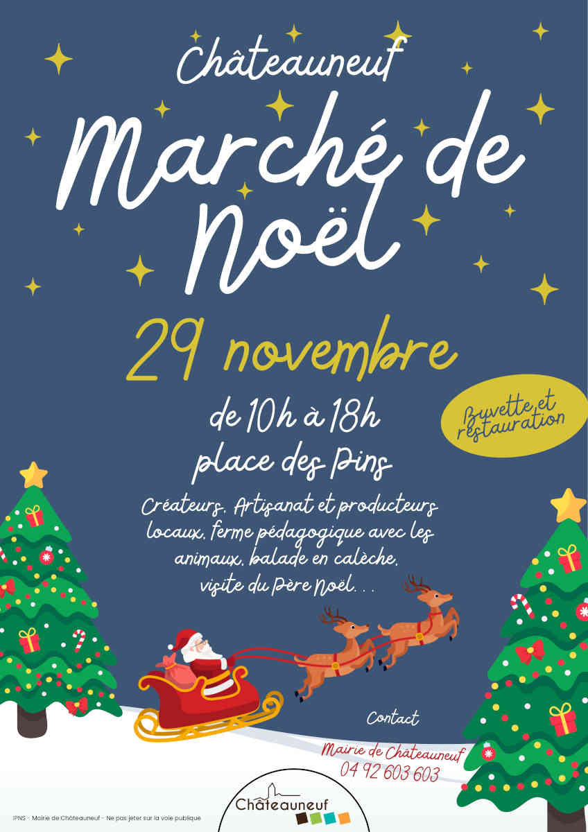 Marché de Noël de Châteauneuf-Grasse, artisans et producteurs locaux, spécialités gourmandes du Pays de Grasse.